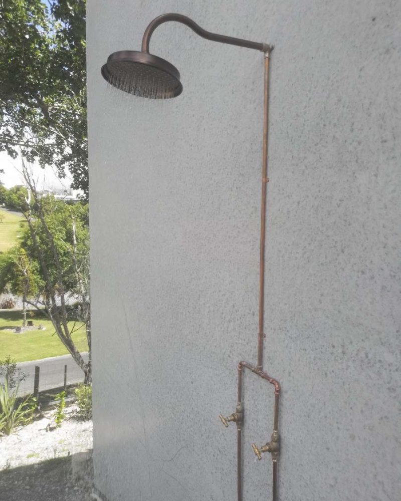 Outdoor copper rain shower head_Deluxe Plumbing & Gas